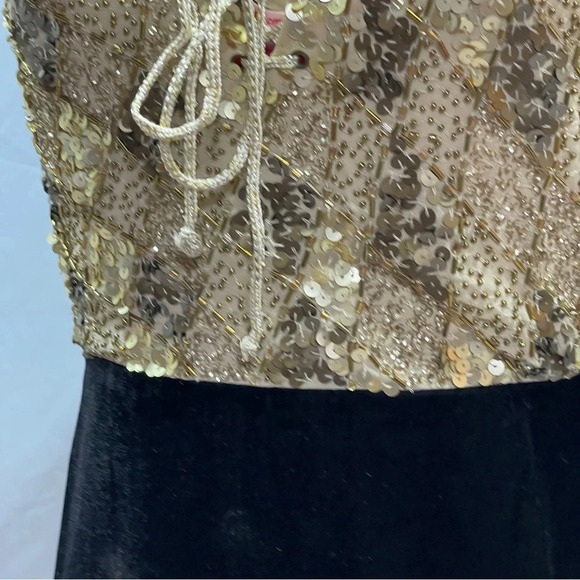 Venus sequence beaded tan top velvet skirt body on evening/club dress size 2 - Picture 14 of 16